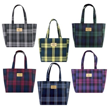 【uma hana】經典格紋多用途旅行外出可橫放A4的防水中拉包(公事袋/文件袋/補習袋/萬用袋)