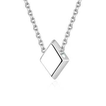 925純銀項鍊．幾何．菱形｜客製刻字
