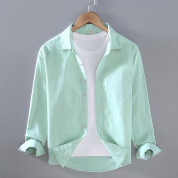 春季襯衫男長袖高級感寬松薄款牛津紡春秋商務休閑白純棉襯衣外套