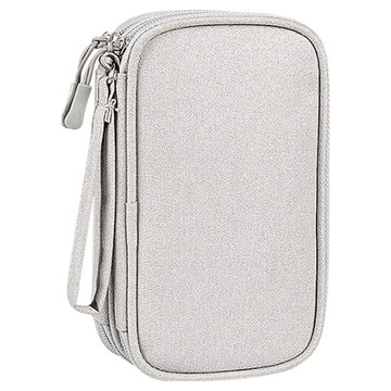 Kyhome 便攜3C數據線材收納包/大容量數碼配件整理包/耳機整理包  1個  大(21 x 13 x 5.5cm)  灰色