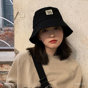 熱賣爆款黑色魚夫帽子女日係貼佈帽ins風防曬遮臉遮陽夏季百搭漁夫帽情侶 TSBC