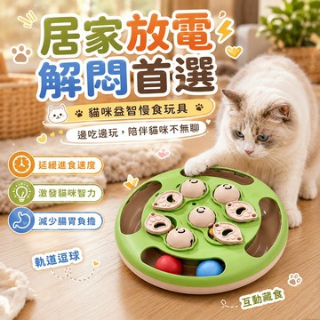 藏食解謎 陪伴解悶 貓咪食盒益智玩具 慢食設計 邊玩邊吃 益智玩具 增加互動樂趣 消耗體力 訓練專注力 讓貓咪在家不無聊