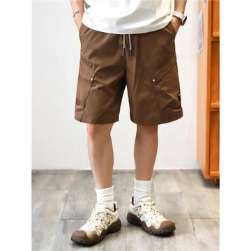 戶外功能性冰孔透氣拼接薄款工裝短褲男士休閑褲2025寬松五分褲子