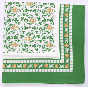 綠色碎花頭巾，21 x 20 英吋，棉質，碎花頭巾，節日禮物