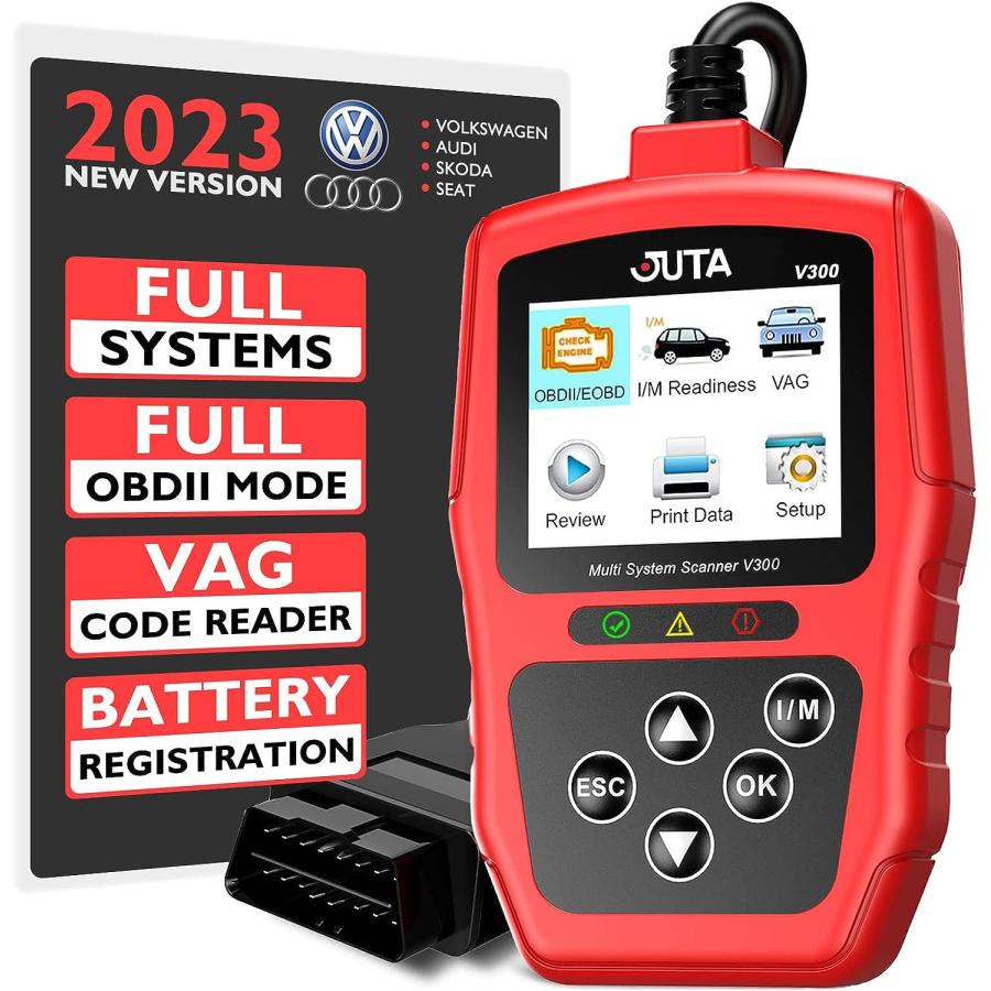 JUTA V300 OBD2スキャナー Audi Volkswagen VW Skodaシートフルシステム診断ツールコードリーダー オイル