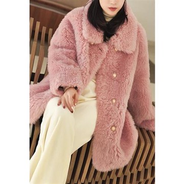 【巴黎精品】羊羔毛外套皮草大衣-冬季中長款加厚保暖女外套3色a1iu30