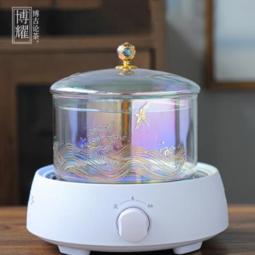 大號帶蓋玻璃茶洗電陶爐煮茶杯消毒鍋洗茶杯碗筆洗水盂水洗茶碗