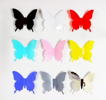 iINDOORS 3D迷人蝴蝶 12入/組 輕薄亮面 牆壁裝飾