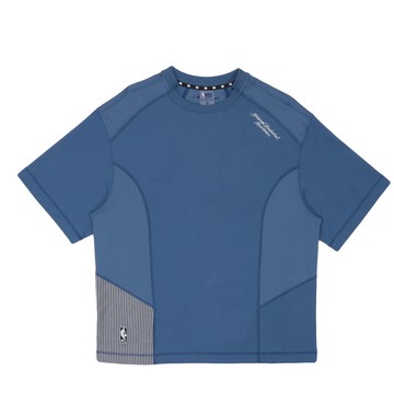 【NBA】中性寬版拼接T_NBA 短袖上衣 男女 藍色-3525105082