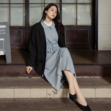 都會簡約抽繩襯衫洋裝 MISS