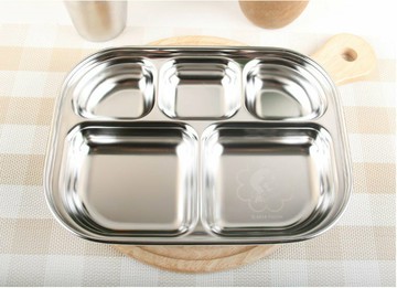 asdfkitty*不二家PEKO牛奶妹 304不鏽鋼分格餐盤-5格-韓國製