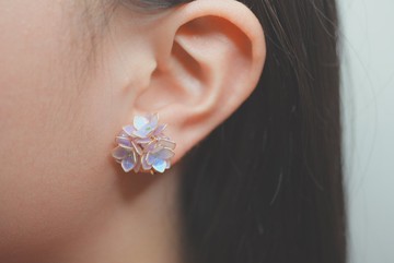 繡球花水鑽 水晶花手作耳夾