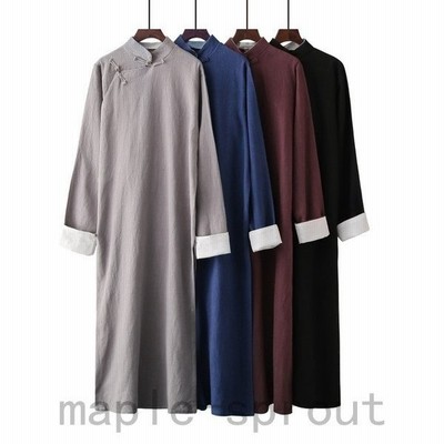 チャイナ服 チャンパオ 長袍 メンズ 男性用 ロング丈 中華服 中華風 民族衣装 唐装 漢服 古装 綿麻 演出 通販 Lineポイント最大get Lineショッピング
