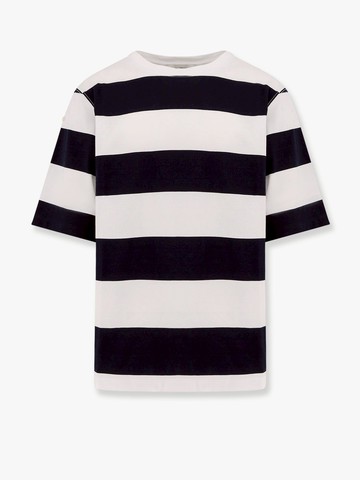 Striped cotton t-shirt with logo embroidery on the front - LANEUS - gender_Man