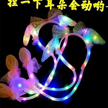 桃園出貨✨一捏會動的蕾絲兔耳朵髮箍氣囊耳朵會動的兔耳朵抖音賣萌神器批發