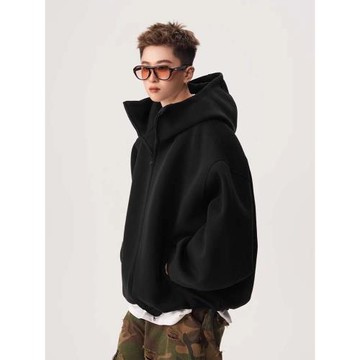 韓國Uamtor重磅連帽拉鏈衛衣男生秋冬美式潮牌格雷系vibe開衫外套