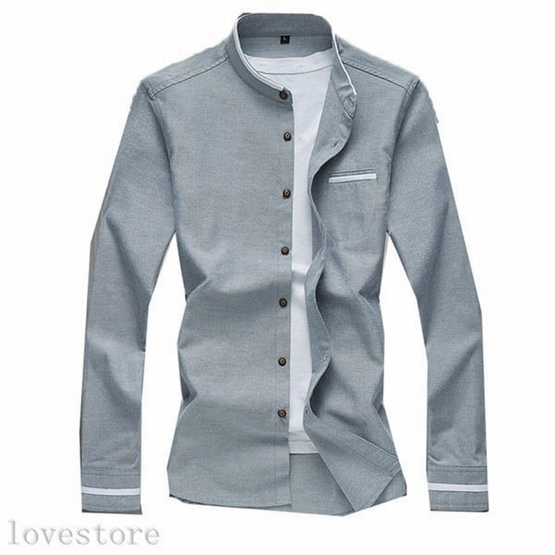 メンズシャツ ワイシャツ ビジネス スリム 長袖 カッコイイ 春夏秋 カーディガン 立ち襟 オックスフォード 快適 通気性 おしゃれ 無地 通販 Lineポイント最大0 5 Get Lineショッピング