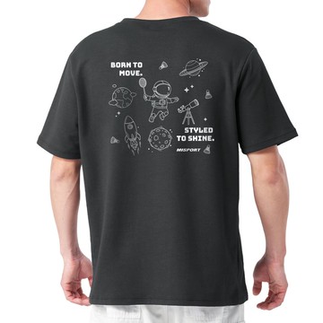 立體機能棉T-運動太空人-大星際線條背圖款-羽球 機能服 MIT
