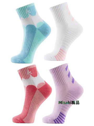 Kawasaki川崎羽毛球襪跑步健身運動中短吸汗透氣毛巾厚底女襪Q247-Misaki精品