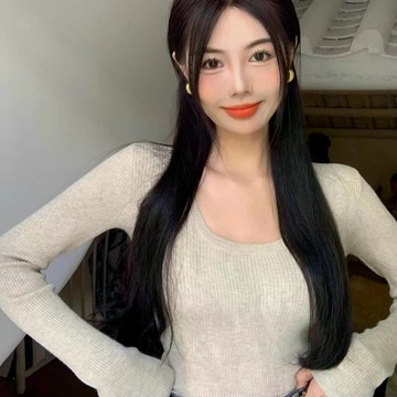 春秋藍色針織衫女內搭新款U領毛衣高級感長袖打底衫修身上衣