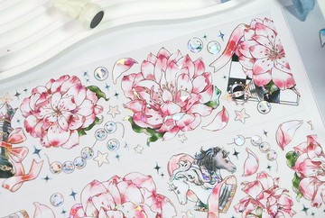 粉百合密語 PET 紙膠帶 貝殼光 5米卷