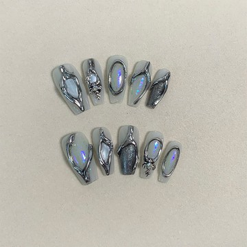 🎀Hannah🎀新年優選純手工穿戴甲中長款巴洛克高級感2025年新款網紅爆款指甲貼片美甲長款2026新款上新KJ17