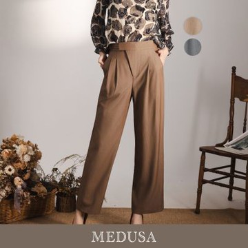 現貨【MEDUSA 曼度莎】高腰修身側釦西裝長褲 - 2色（M-XL）｜女長褲 女長寬褲 通勤褲 西裝褲