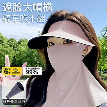 台灣熱賣全臉防曬麵罩防紫外綫冰絲遮陽帽子口罩脖子護頸一體夏季無痕0701 RECW
