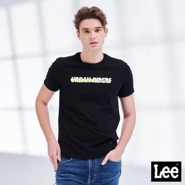 Lee 男款 撕裂感文字短袖圓領T恤 黑 Urban Riders