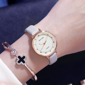 MSTIANQ 米士奇 妳的名字-好穿搭櫻花粉可愛日系少女手錶-灰色/30mm