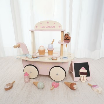冰淇淋手推車 仿真情景冰激凌售賣臺 雪糕店 寶寶過家家玩具