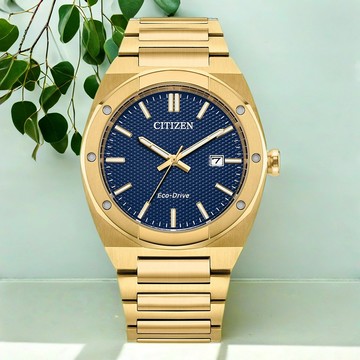 CITIZEN 星辰 父親節推薦款 光動能都會大三針手錶-金x藍 BM7662-59L