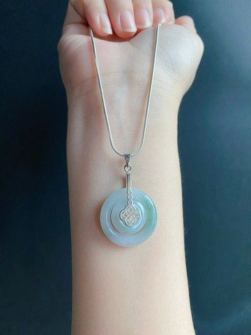 天然緬甸玉翡翠 飄花 子母扣 項鍊 禮物 jadeite 母親節禮物