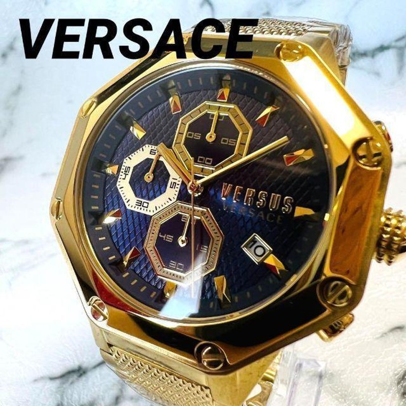 新品未使用】Versus Versace ヴェルサーチ メンズ腕時計ゴールド