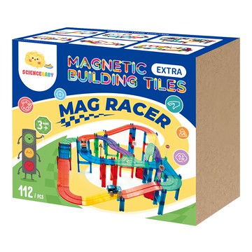 SCIENCEBABY 磁力片電動軌道車組 112p 3歲以上適用  紙盒版 紅色 + 綠色 + 藍色  1組