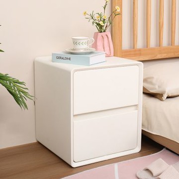 AOTTO 北歐簡約雙層實木抽屜床頭櫃(收納櫃 床頭櫃 置物櫃)