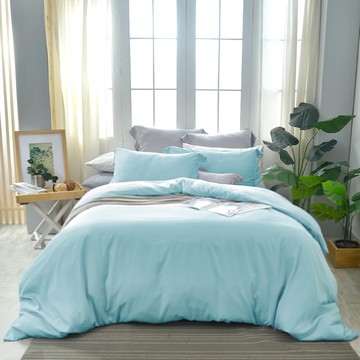 A-nice 雅妮詩 60s 天絲緹花床包被套  薄被套 x 1 + 加框枕套 x 2 + 床包 x 1  雙人  海藍色