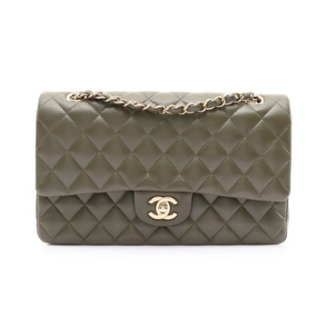 CHANEL 香奈兒 COCO 25 肩背包 綠色 菱格紋羊皮 金釦 A01112 【二手名牌BRAND OFF】