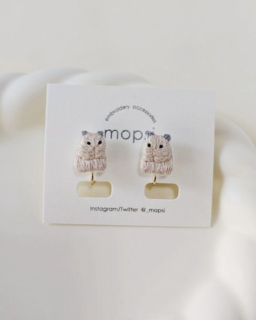 黃金倉鼠 刺繡耳環/耳夾