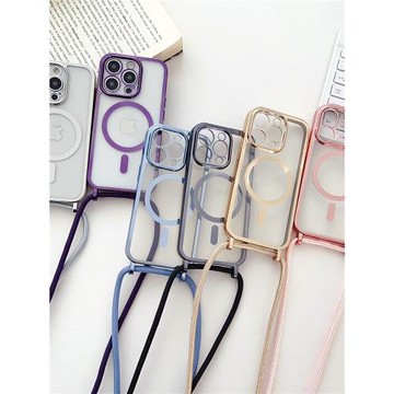 【magsafe磁吸】原創適用蘋果16手機殼掛繩手腕iphone14promax四角開孔11掛繩可調節肩帶14pro鏈條12pro小眾