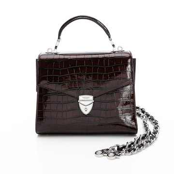 MIDI Mayfair2 Bag (暗紅)(鱷魚壓紋/銀黑