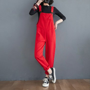 【巴黎精品】現貨+預購 吊帶褲牛仔長褲大碼寬褲直筒褲落地褲休閒女裝-丹寧九分寬鬆女褲子2色a1bg63