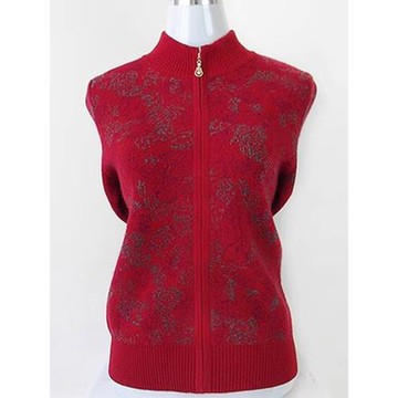 中老年羊絨衫女加厚半高領拉鏈開衫大碼媽媽裝老太衫毛衣奶奶外套