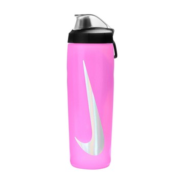 NIKE REFUEL BOTTLE 瓶蓋擠壓水壺 24OZ/700ml 運動水壺 摺疊掛環 便攜 防漏 好抓握 N100766863724粉銀