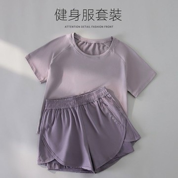 【台灣出貨】運動套裝女夏季薄款外穿透氣寬鬆休閒短袖短褲瑜伽健身服
