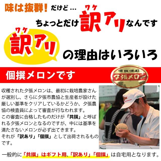 2024年 予約 北海道産 メロン 送料無料 ご自宅用限定 訳あり 個撰 夕張メロン 1.8〜2.0kg 特大玉×1玉   夕張産 北海道 赤肉メロン 自宅用[wakem]