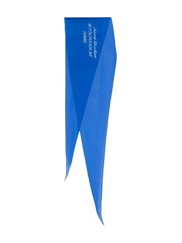 Acne Studios - logo-print silk scarf - unisex - Silk - One Size - Blue