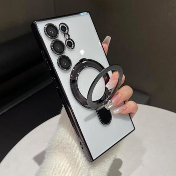 適用三星S25Ultra手機殼指環折疊支架s24ultra透明防摔殼magsafe磁吸殼s25/s24plus鏡頭全包保護套簡約男女款