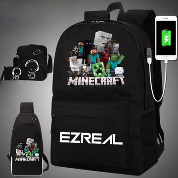 我的世界書包小學生初中生少年男中學大容量雙肩背包him末影人MC