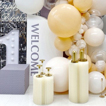 婚禮折紙立柱擺件折疊圓柱甜品臺變形羅馬柱路引櫥窗裝飾場景布置